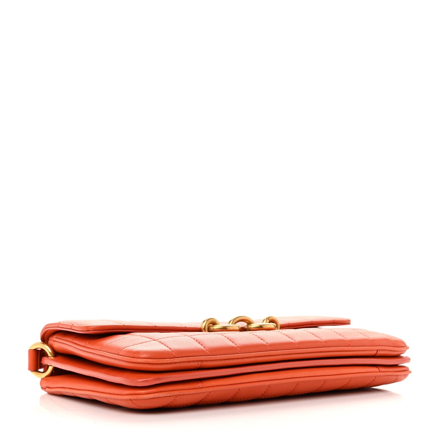 Lambskin Carre Quilted Le Maillon Satchel Orange