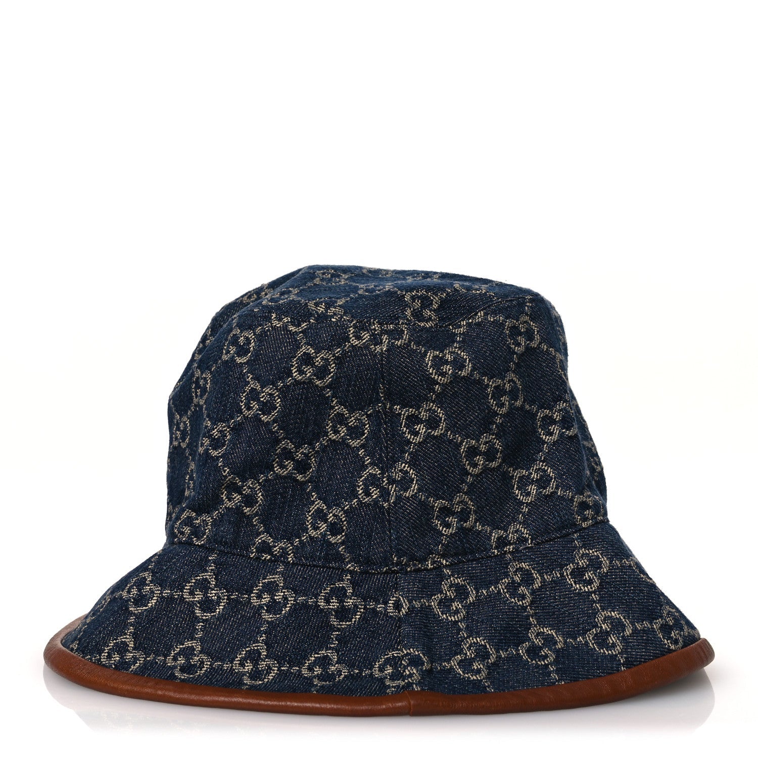 Washed Jacquard Denim Nappa GG Monogram Oscar Bucket Hat XL Denim Cuir