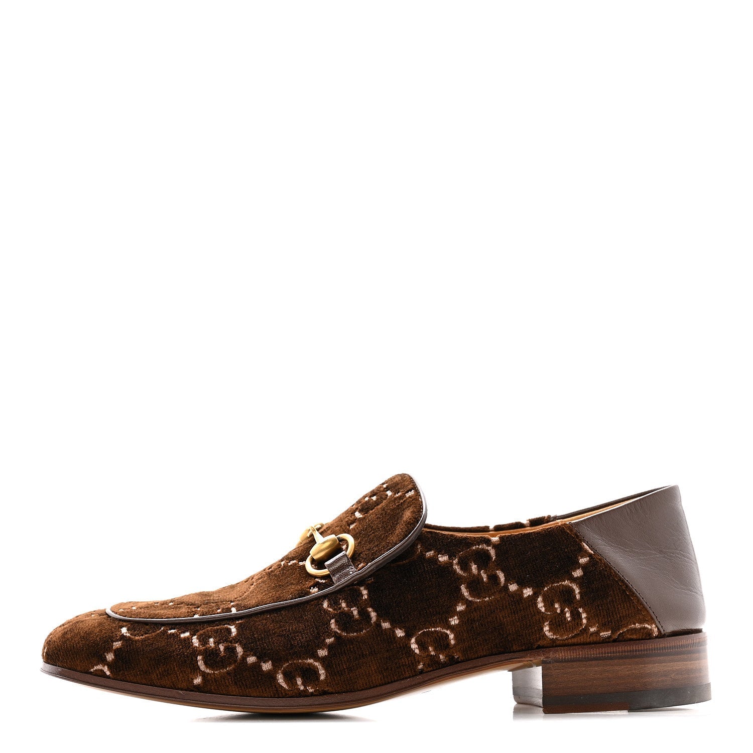 Velvet GG Monogram Goatskin Mens Horsebit Loafers 8.5 Brown Vintage Cocoa