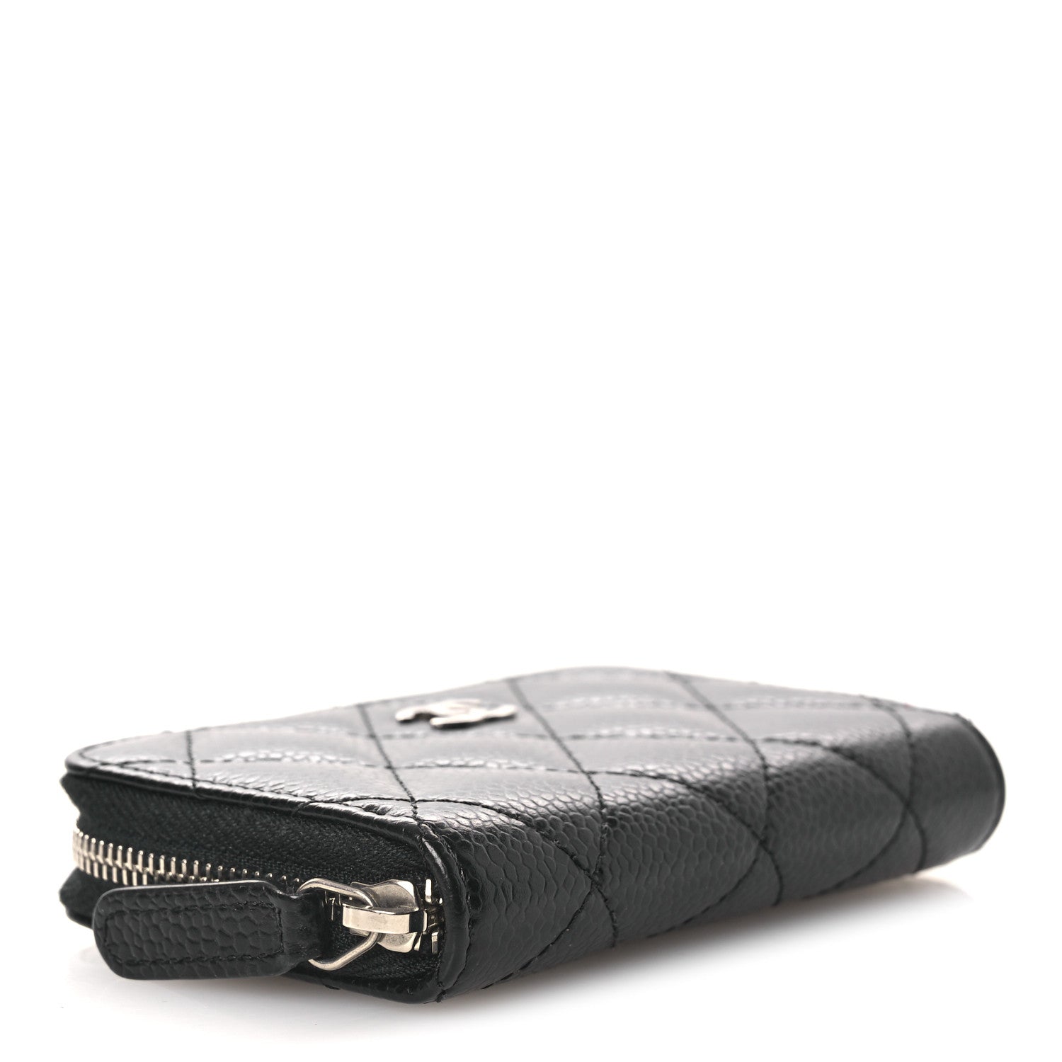Caviar Quilted Zip Coin Purse Black