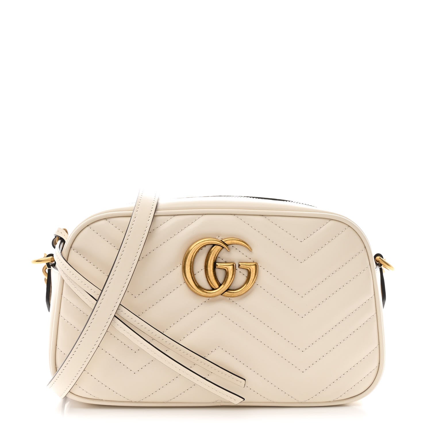 Calfskin Matelasse Small GG Marmont Chain Shoulder Bag White