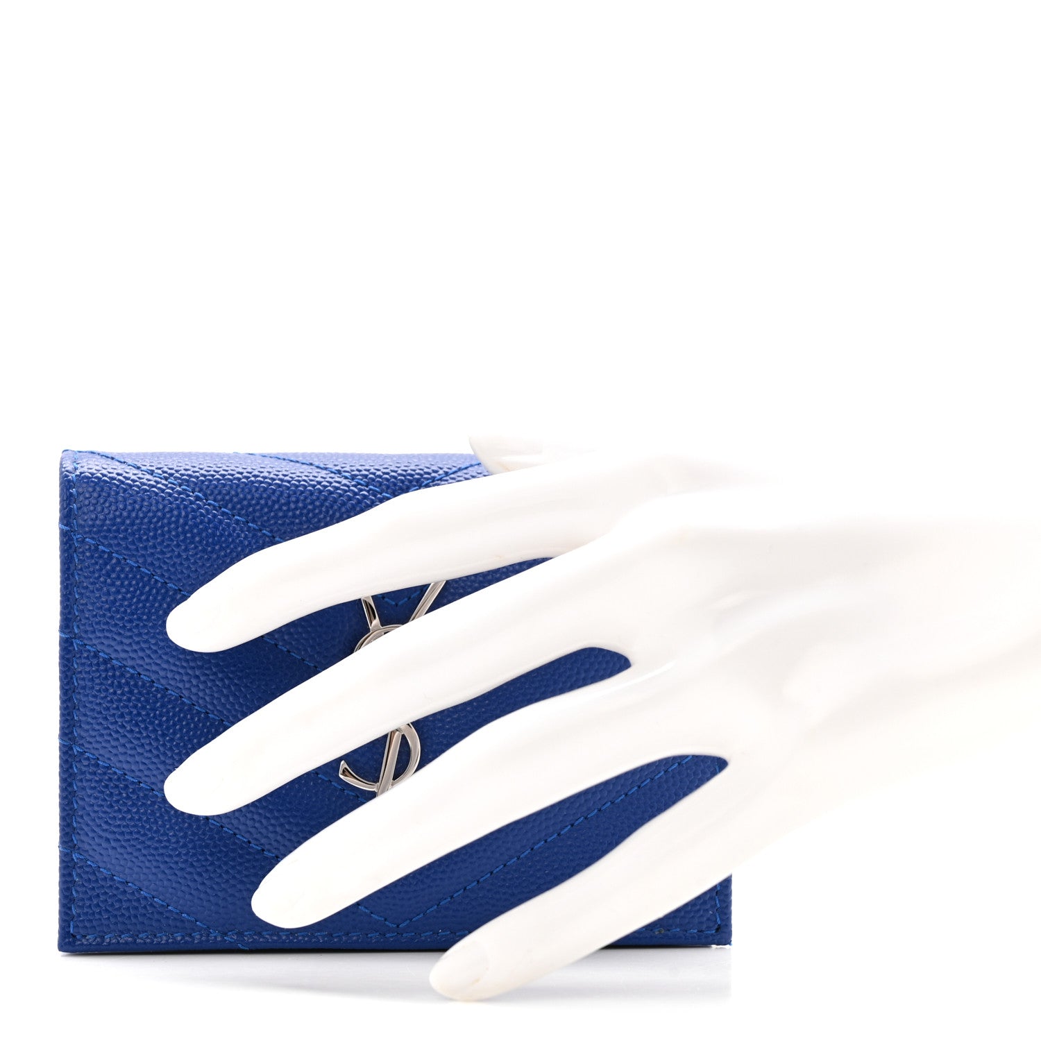 Grain De Poudre Matelasse Chevron Monogram Flap Card Case Blue Gitano