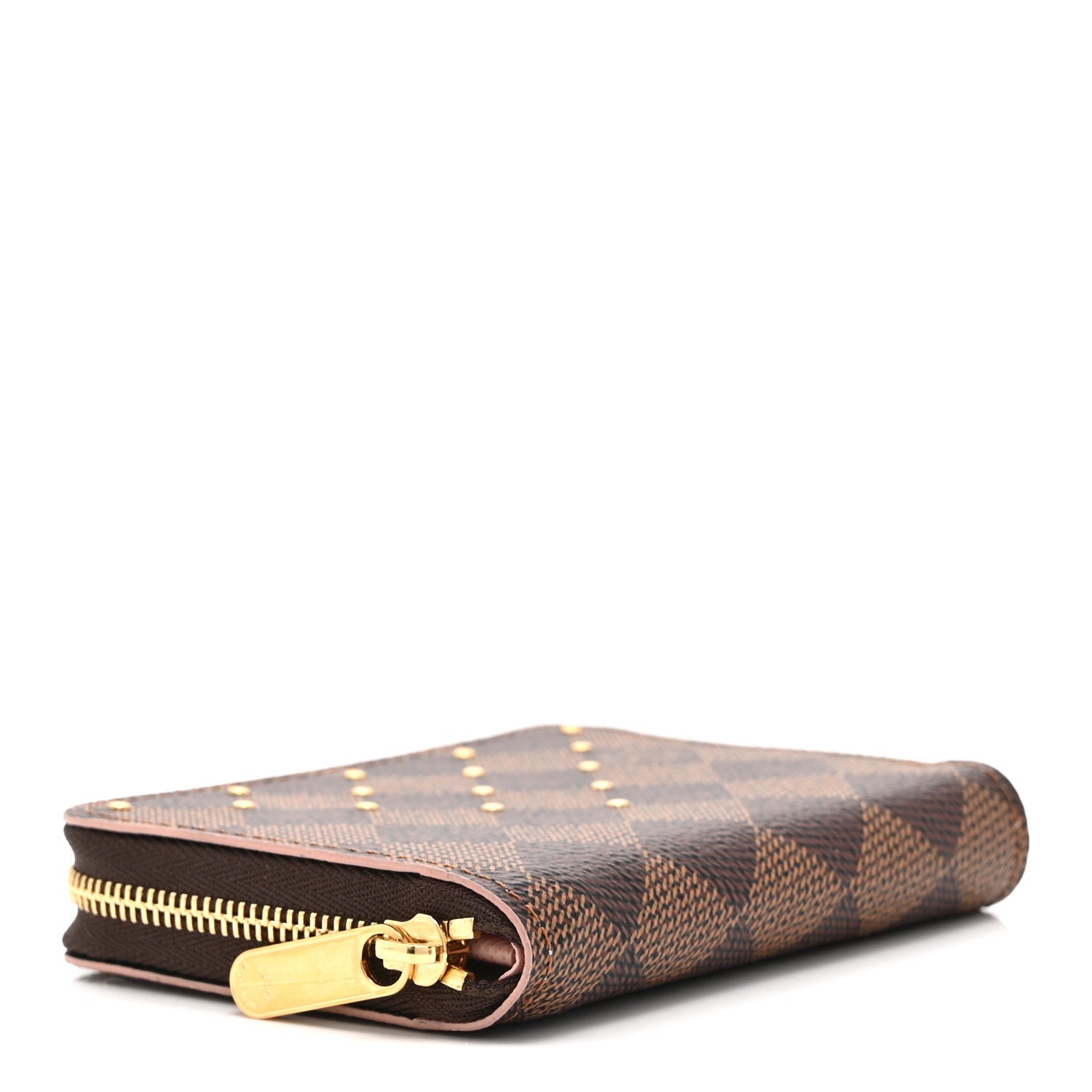 Damier Ebene Studded Zippy Coin Purse Rose Ballerine