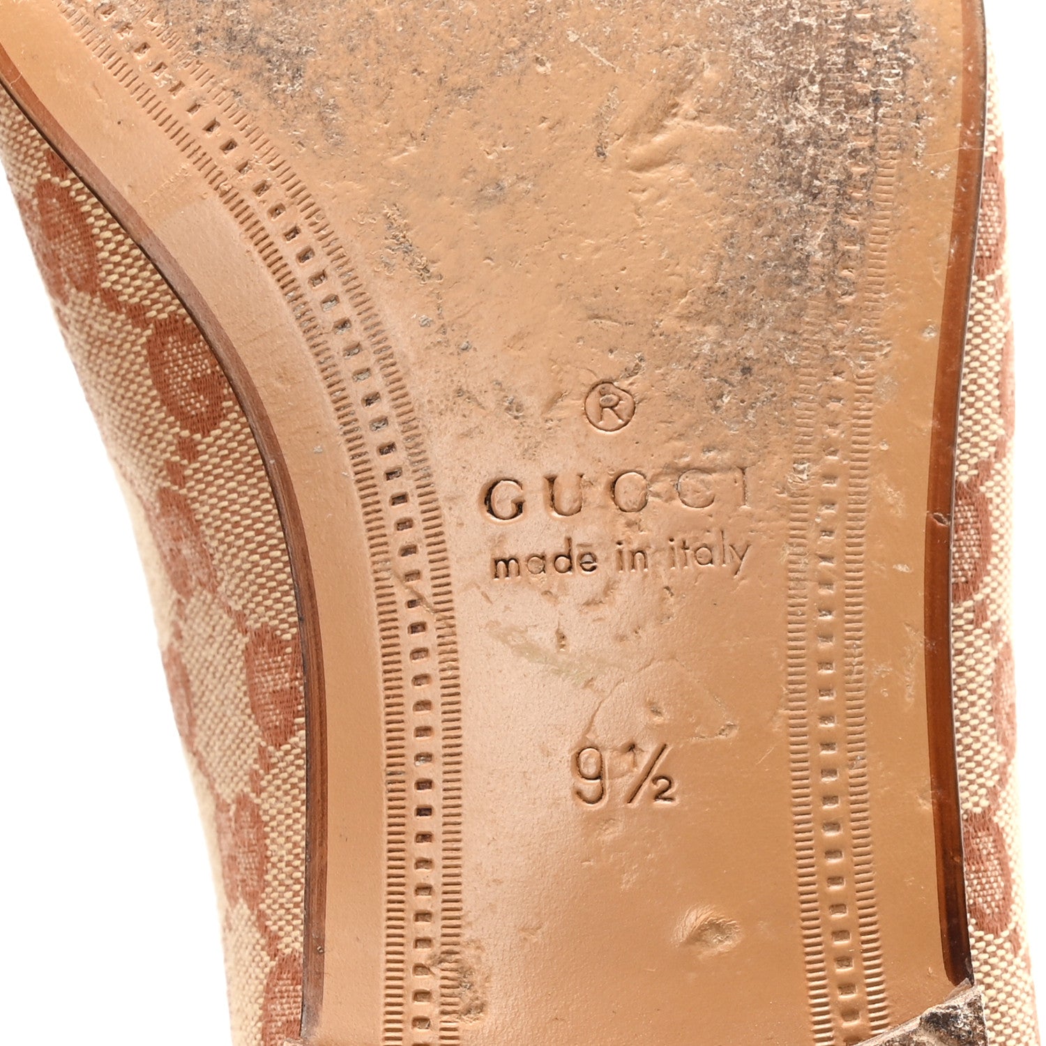 Canvas GG Monogram Horsebit Mens Jordaan Loafers 9.5 Beige Ruggine Light Brown