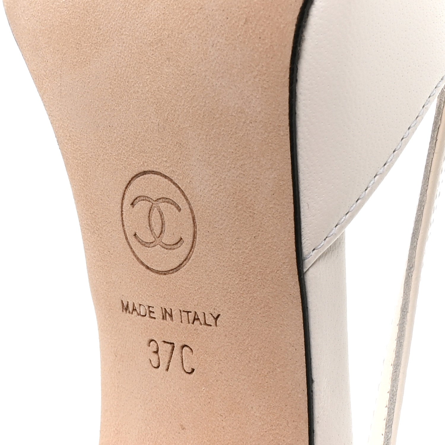 Lambskin Grosgrain Cap Toe CC Slingback Pumps 37 White Black