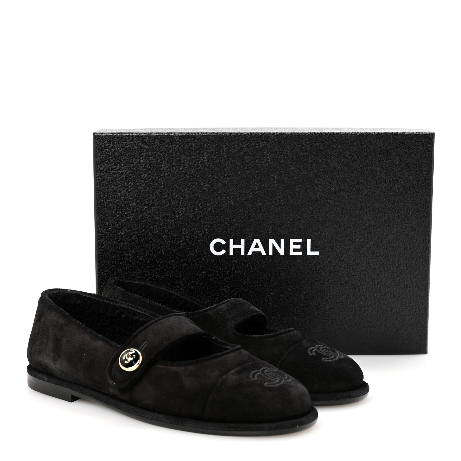 Suede Cap Toe CC Mary Jane Flats 37 Black