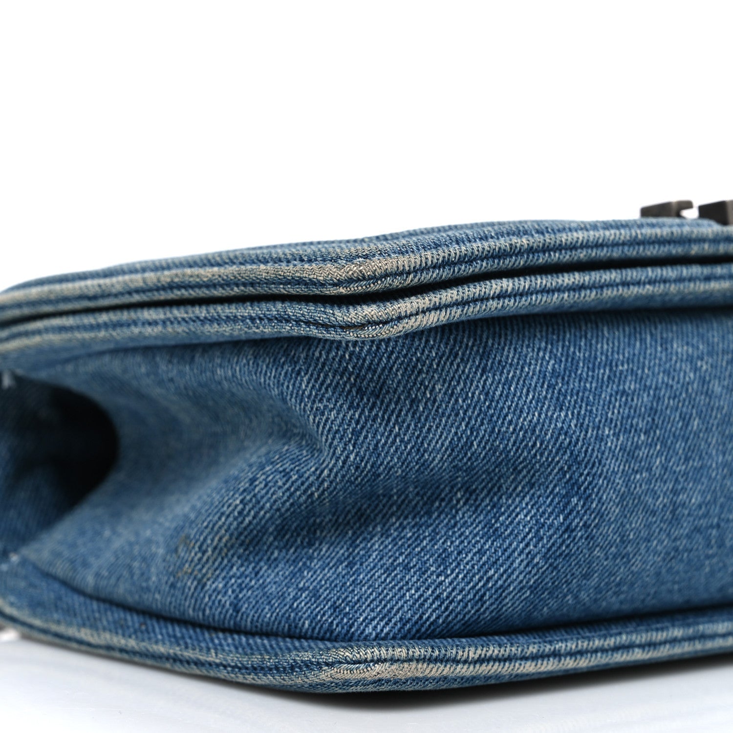 Denim Quilted Medium Boy Flap Blue