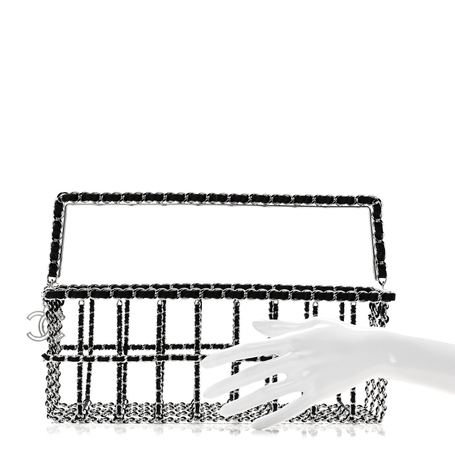 Brass Calfskin Grocery By Chanel Minaudiere Shopping Basket Silver