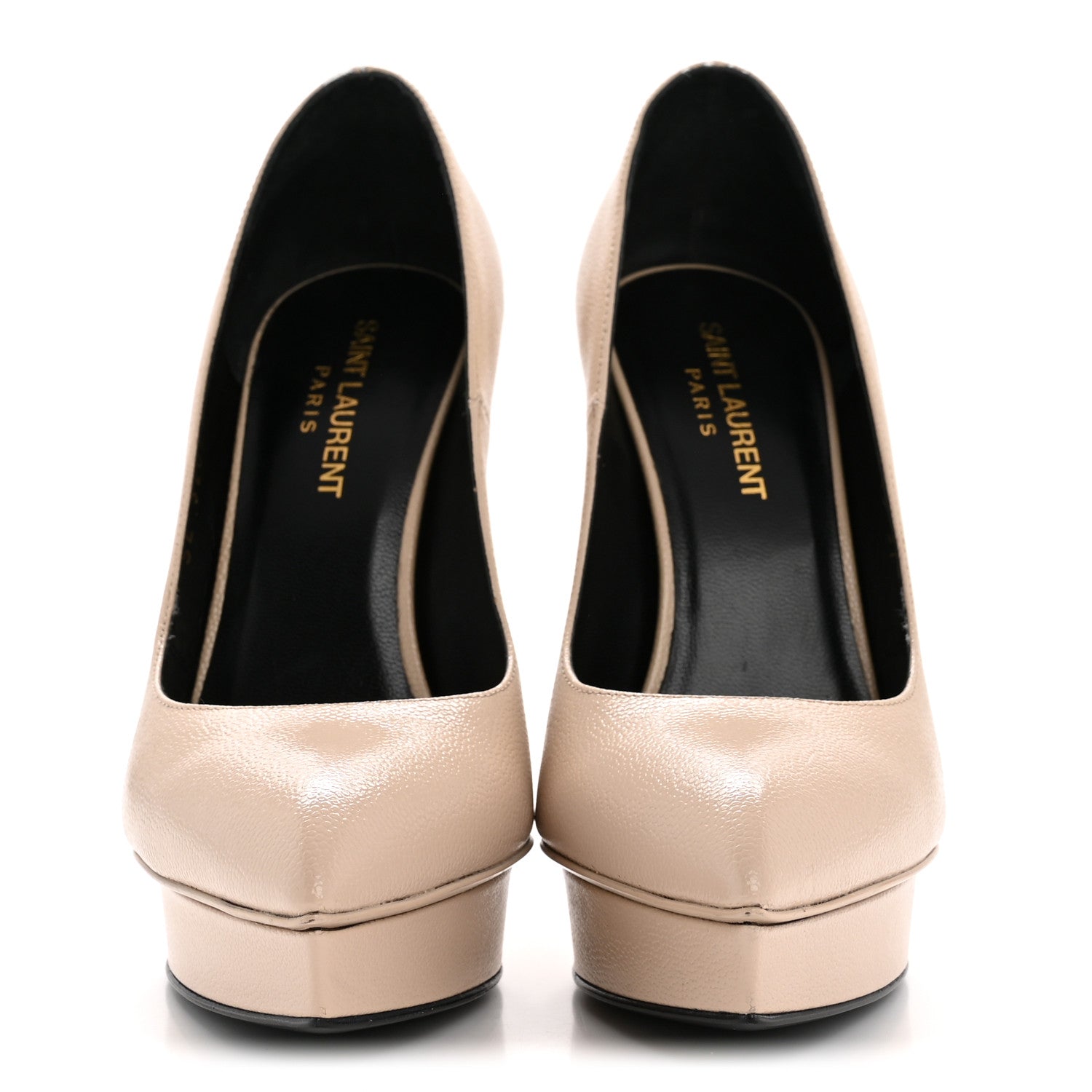 Pebbled Patent Calfskin Janis 105 Platform Pumps 37 Nude