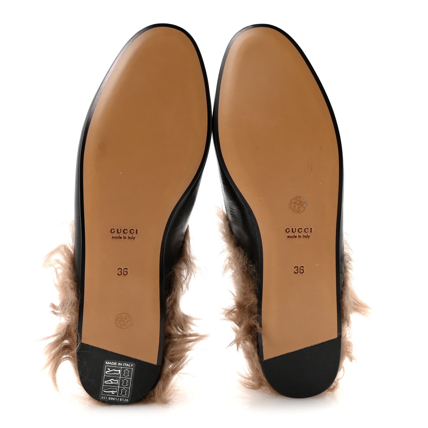 Calfskin Fur Womens Princetown Slippers 36 Black