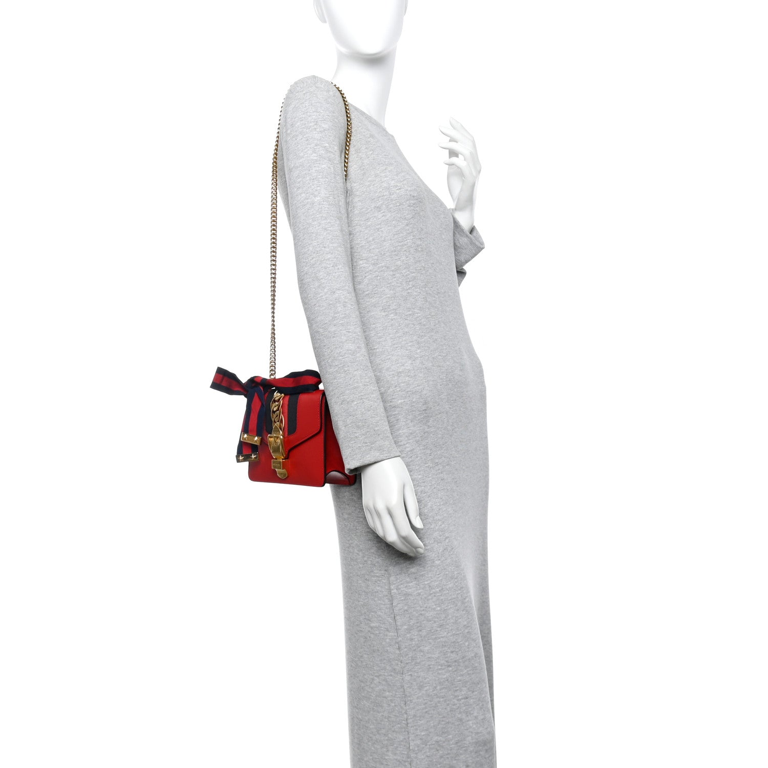 Calfskin Mini Sylvie Chain Shoulder Bag Hibiscus Red