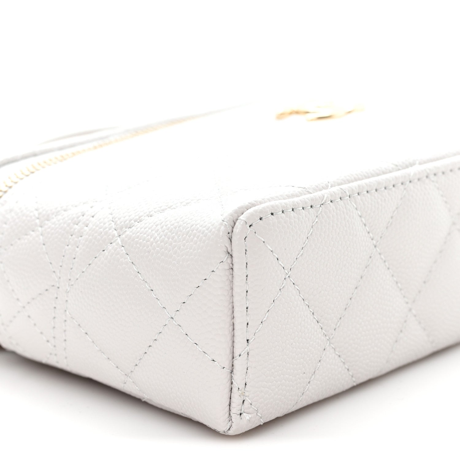 Caviar Quilted Trendy Handle Slim Vanity Light Grey