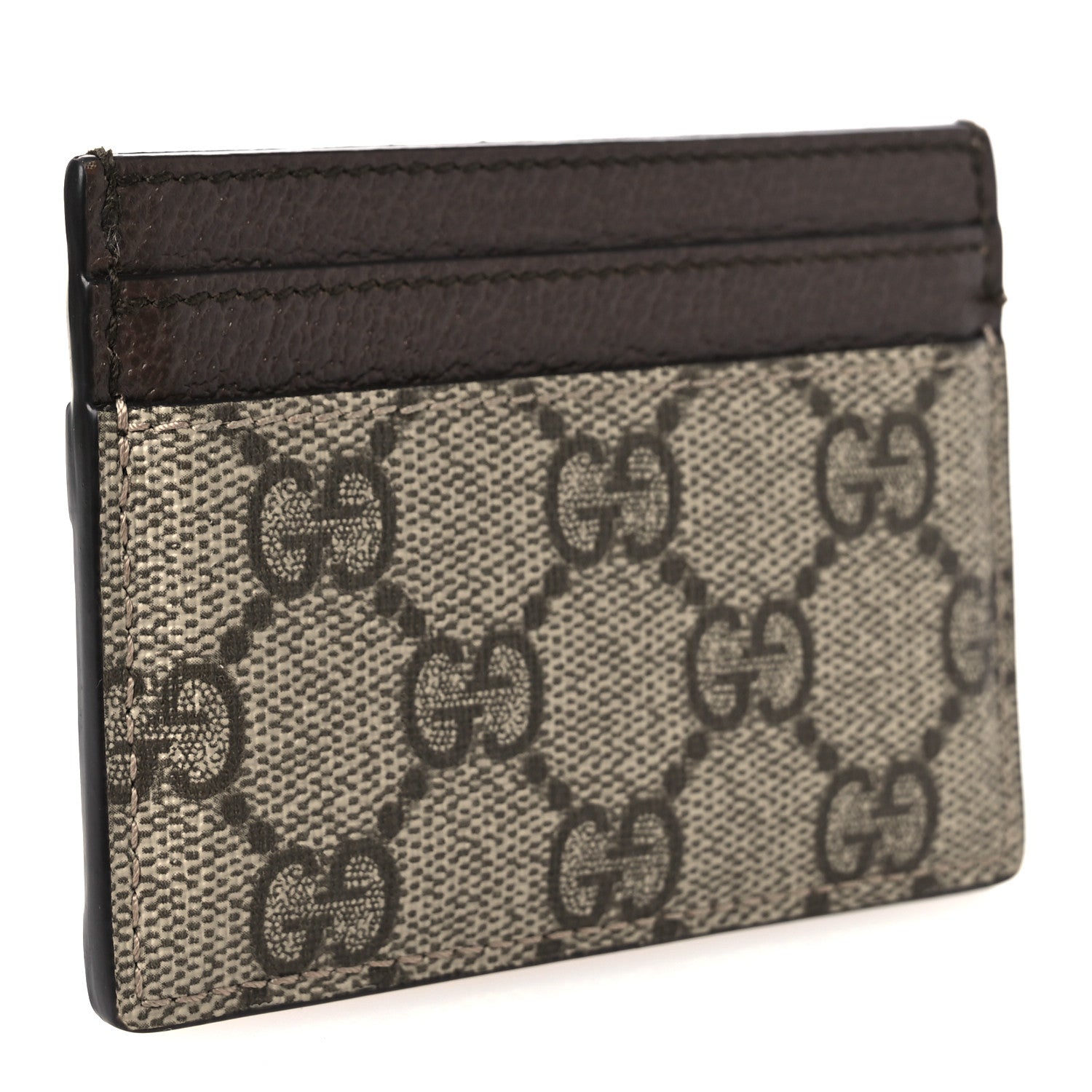 GG Supreme Monogram Textured Dollar Calfskin Ophidia Card Holder Beige Ebony New Acero