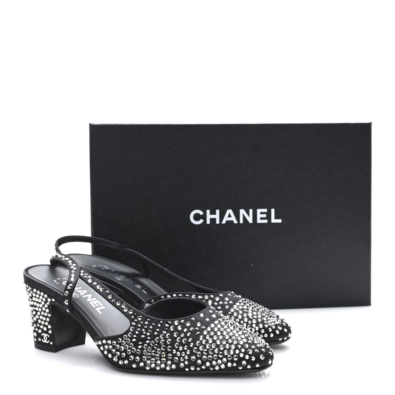 Strass Cap Toe CC Slingback Pumps 38.5 Black