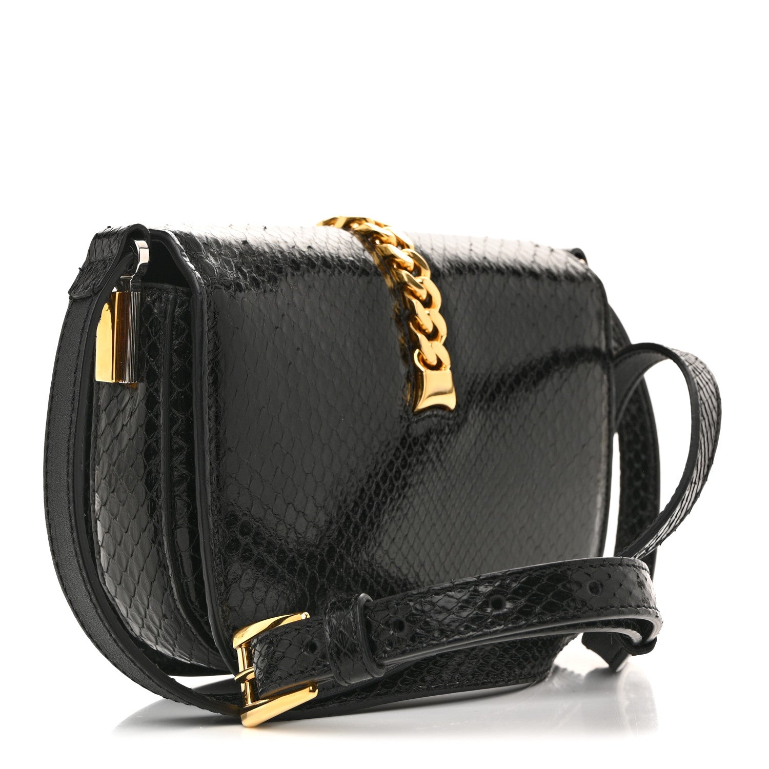 Snakeskin Mini Sylvie 1969 Messenger Bag Black