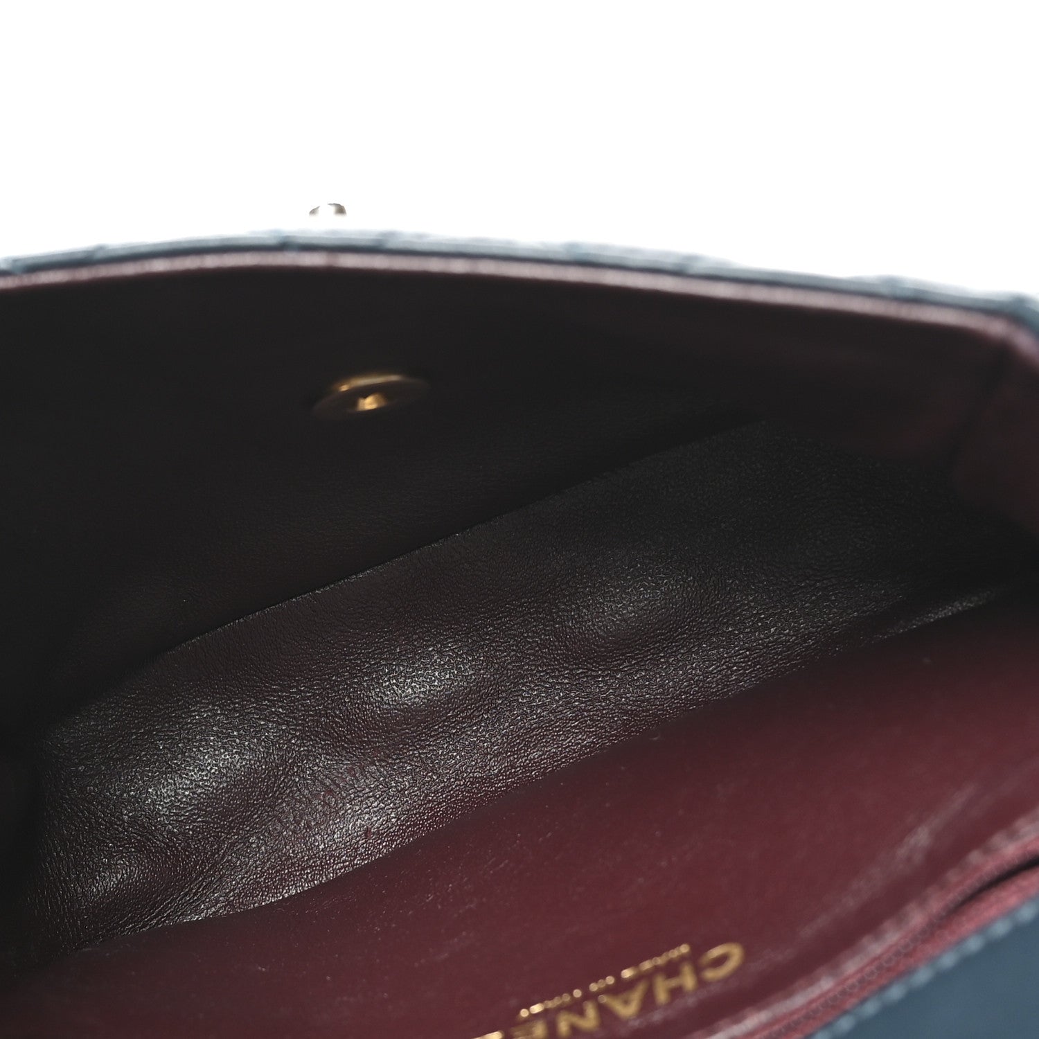 Lambskin Quilted Two Tone Day Flap Navy Turquoise