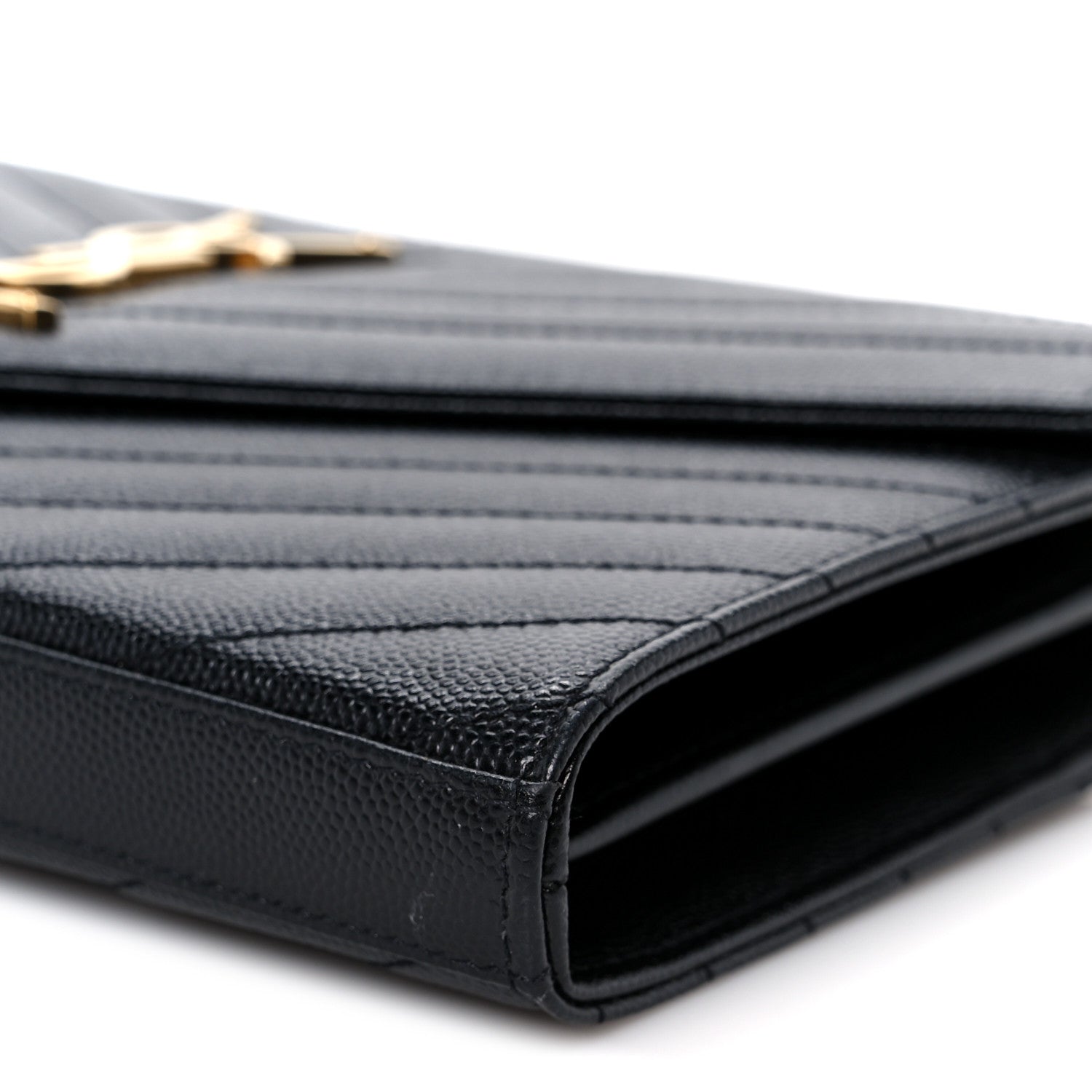 Grain De Poudre Matelasse Chevron Monogram Chain Wallet Black