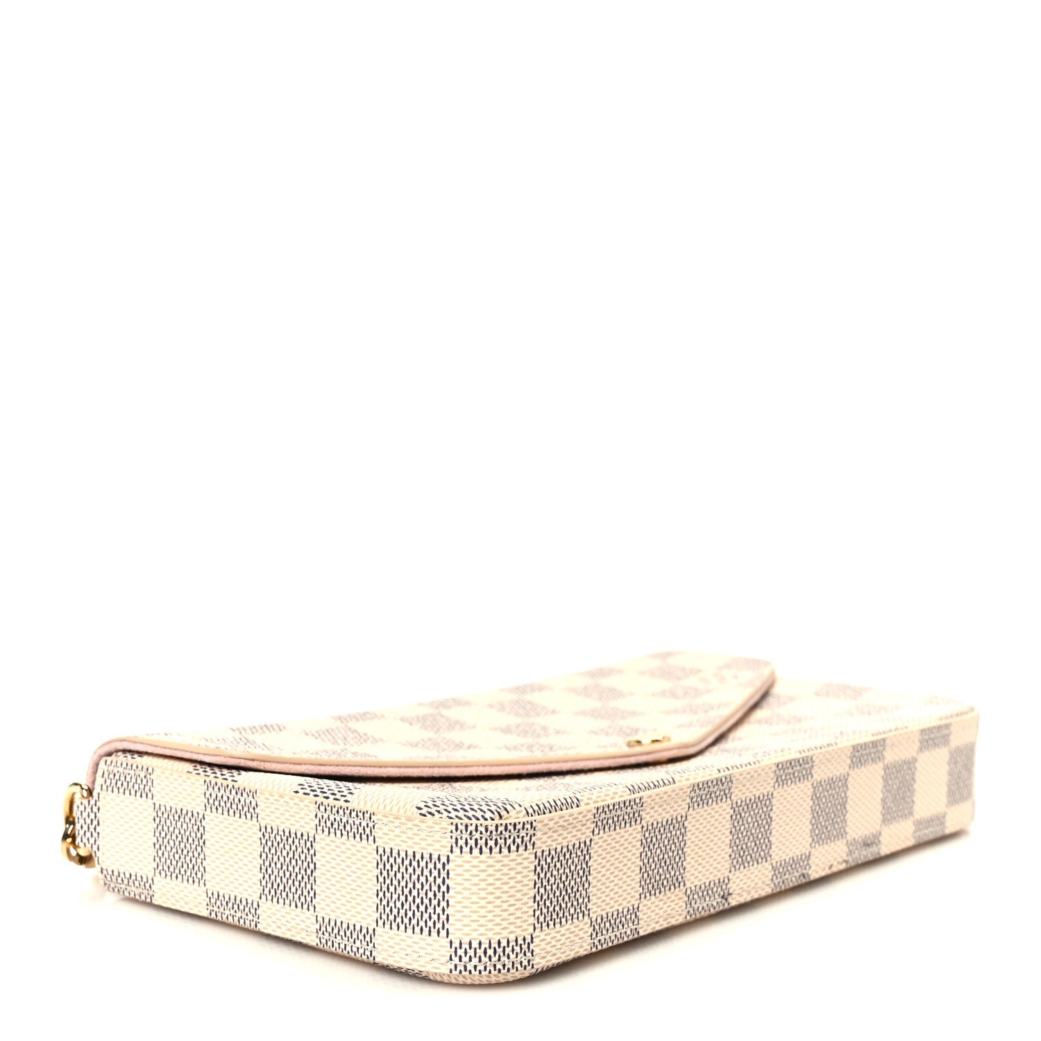 Damier Azur Pochette Felicie Chain Wallet Rose Ballerine