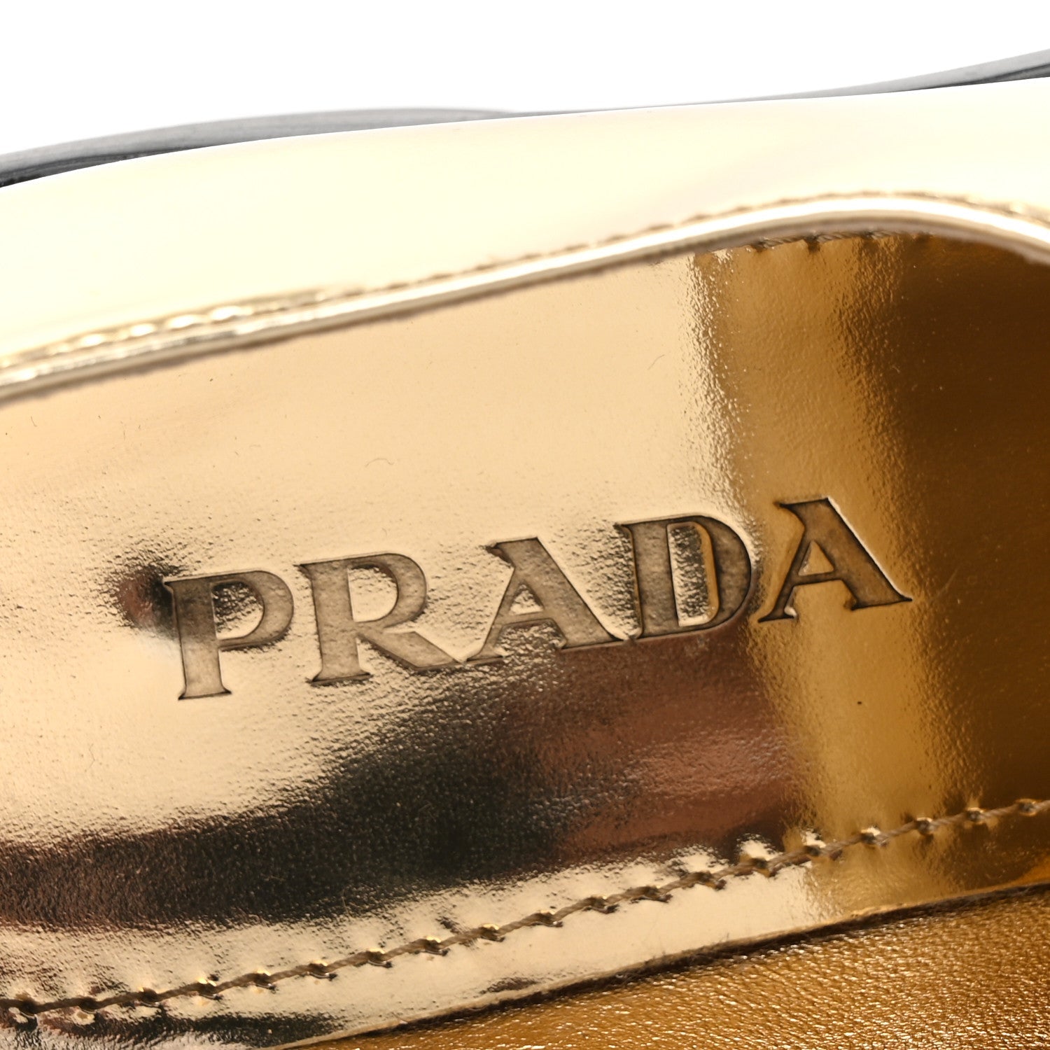 Metallic Brushed Calfskin Metal Triangle Logo 50mm Loafers 39.5 Platino