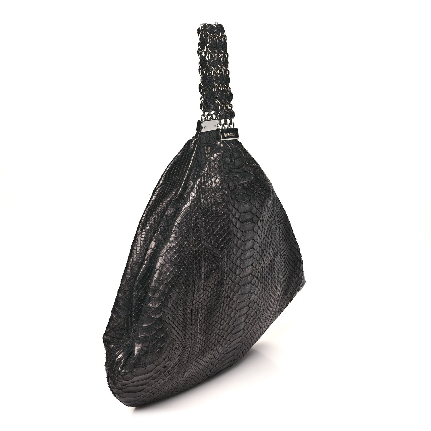 Snakeskin Rock and Chain Hobo Black