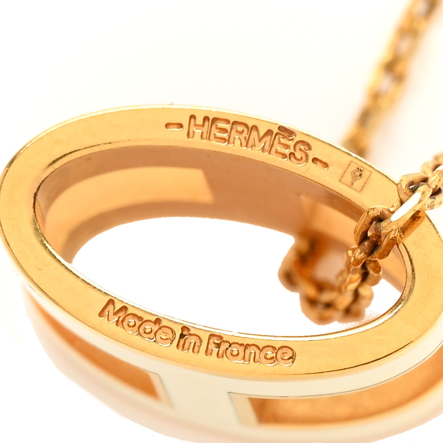 Lacquered Gold Pop H Pendant Necklace White