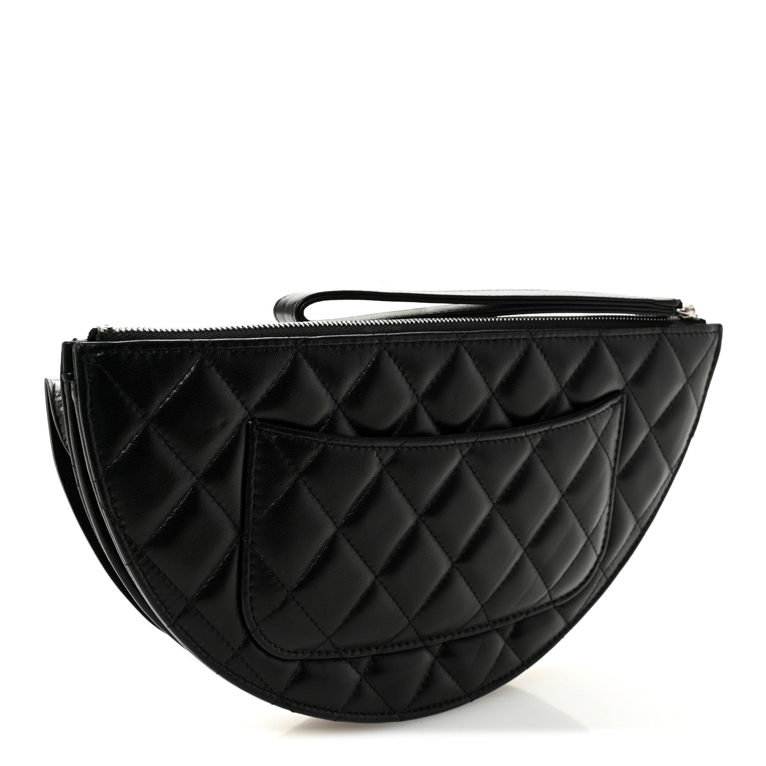 Metallic Lambskin Wave Clutch Black Silver