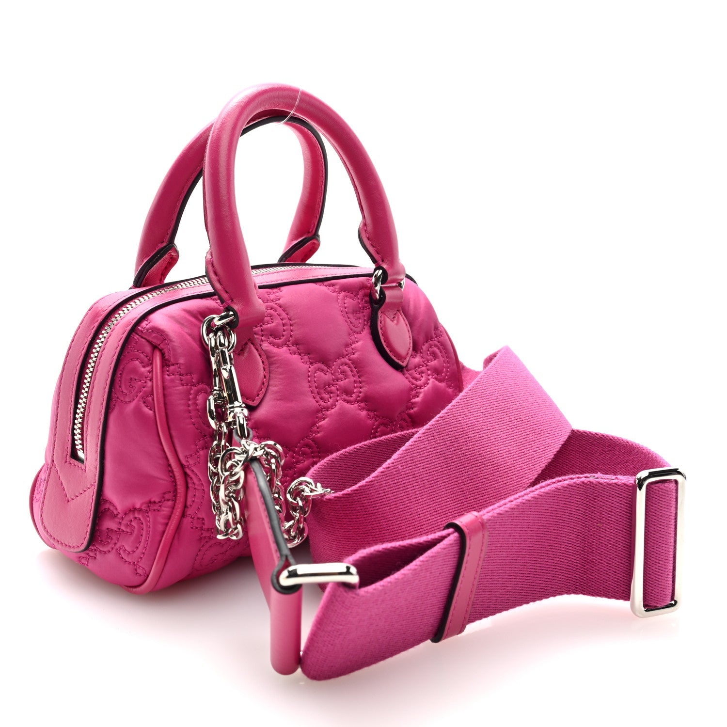 Nylon Calfskin Enamel GG Matelasse Mini Bowler Bag Lovely