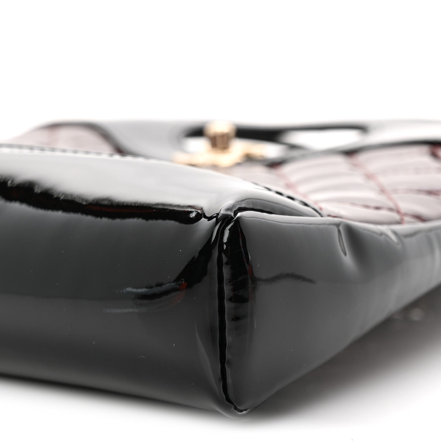 Patent Calfskin Quilted Mini 31 Shopping Bag Burgundy Black