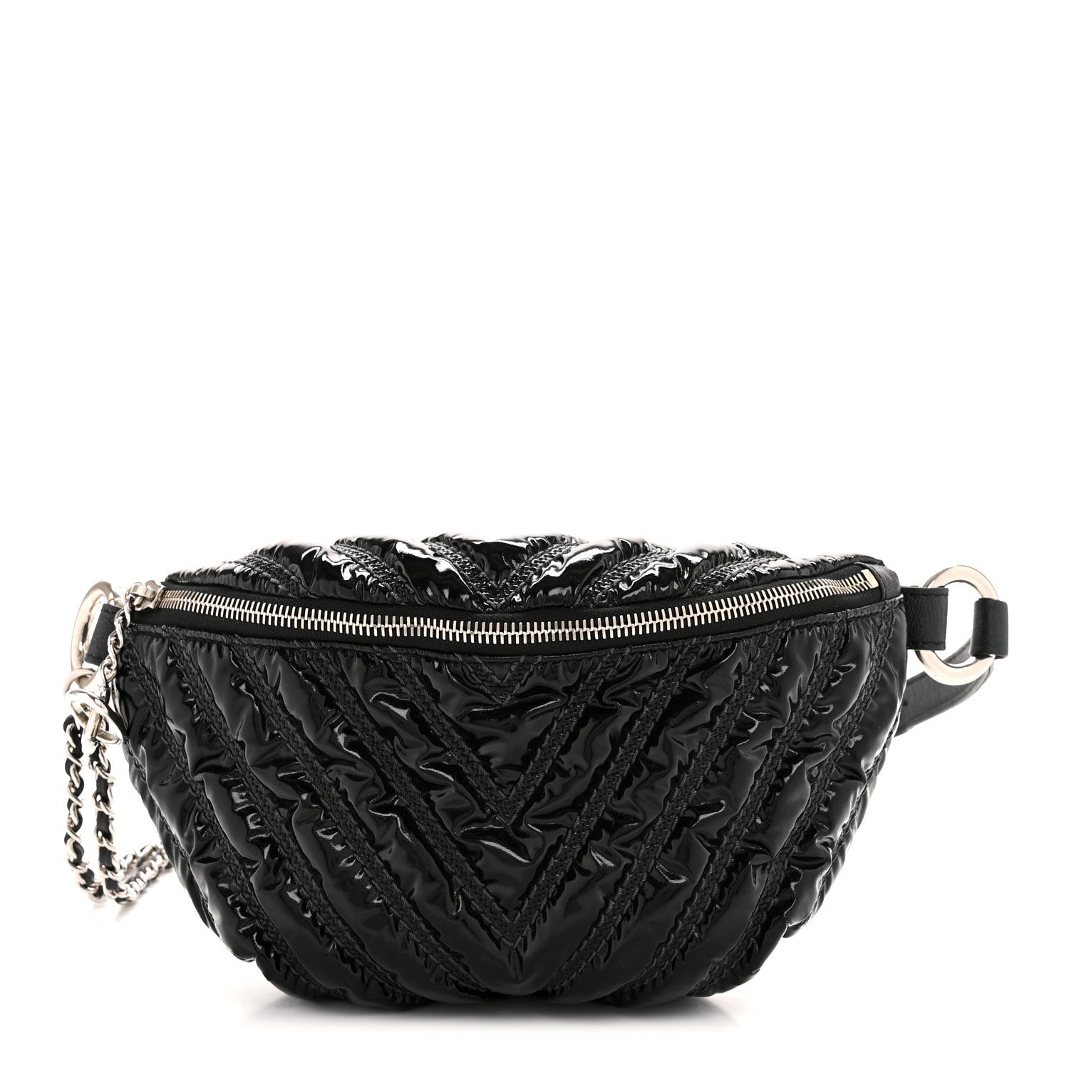 Lame Chevron Space Suit Waist Bag Black