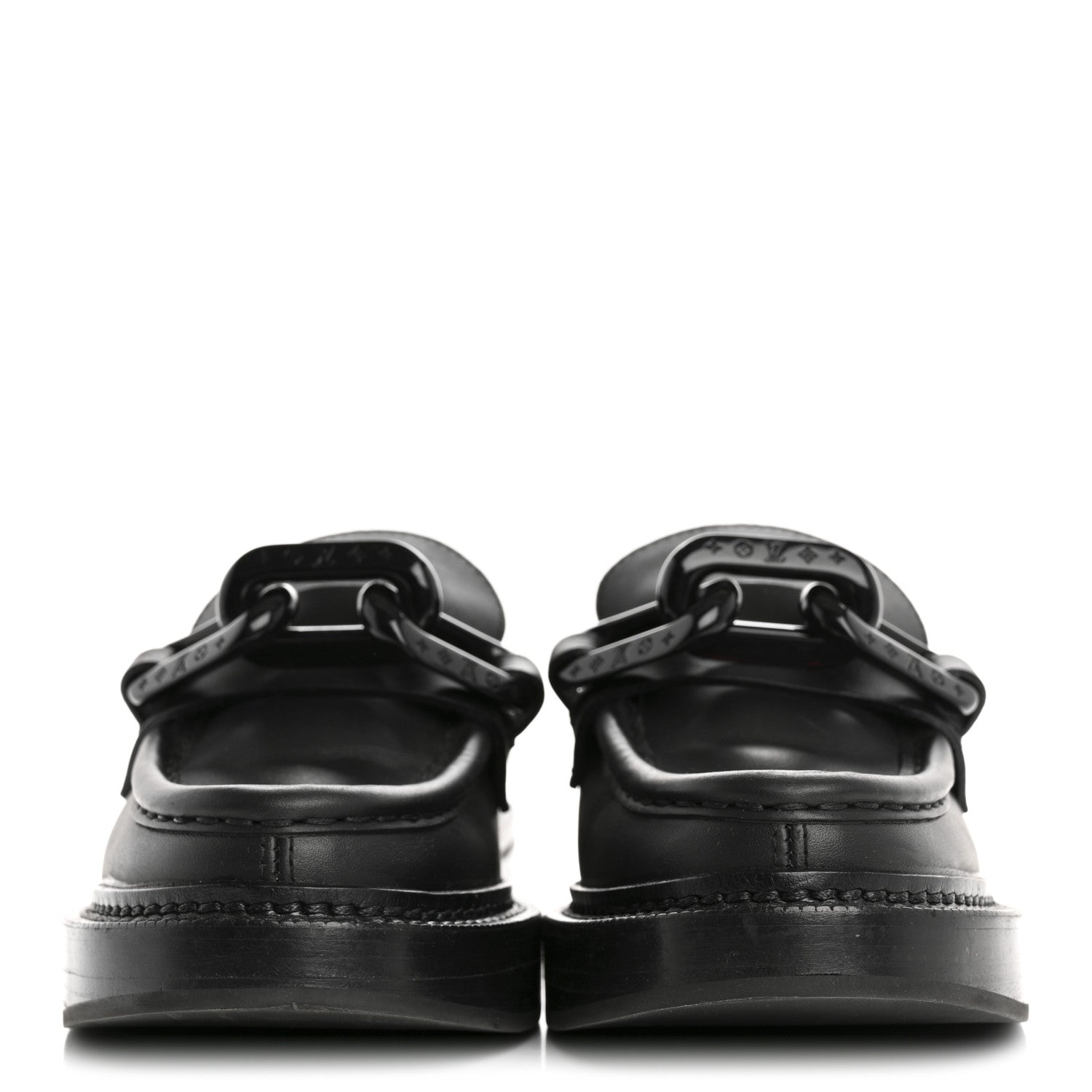 Calfskin Oversized Chain Academy Loafers 35 Black