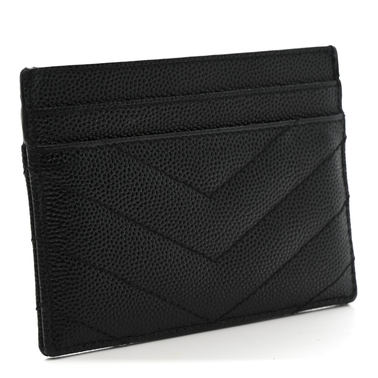 Grain De Poudre Matelasse Chevron Monogram Credit Card Case Black