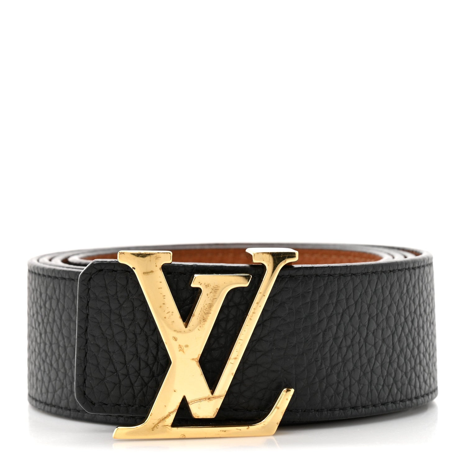 Taurillon Calfskin 30mm LV Initiales Reversible Belt 110 44 Black