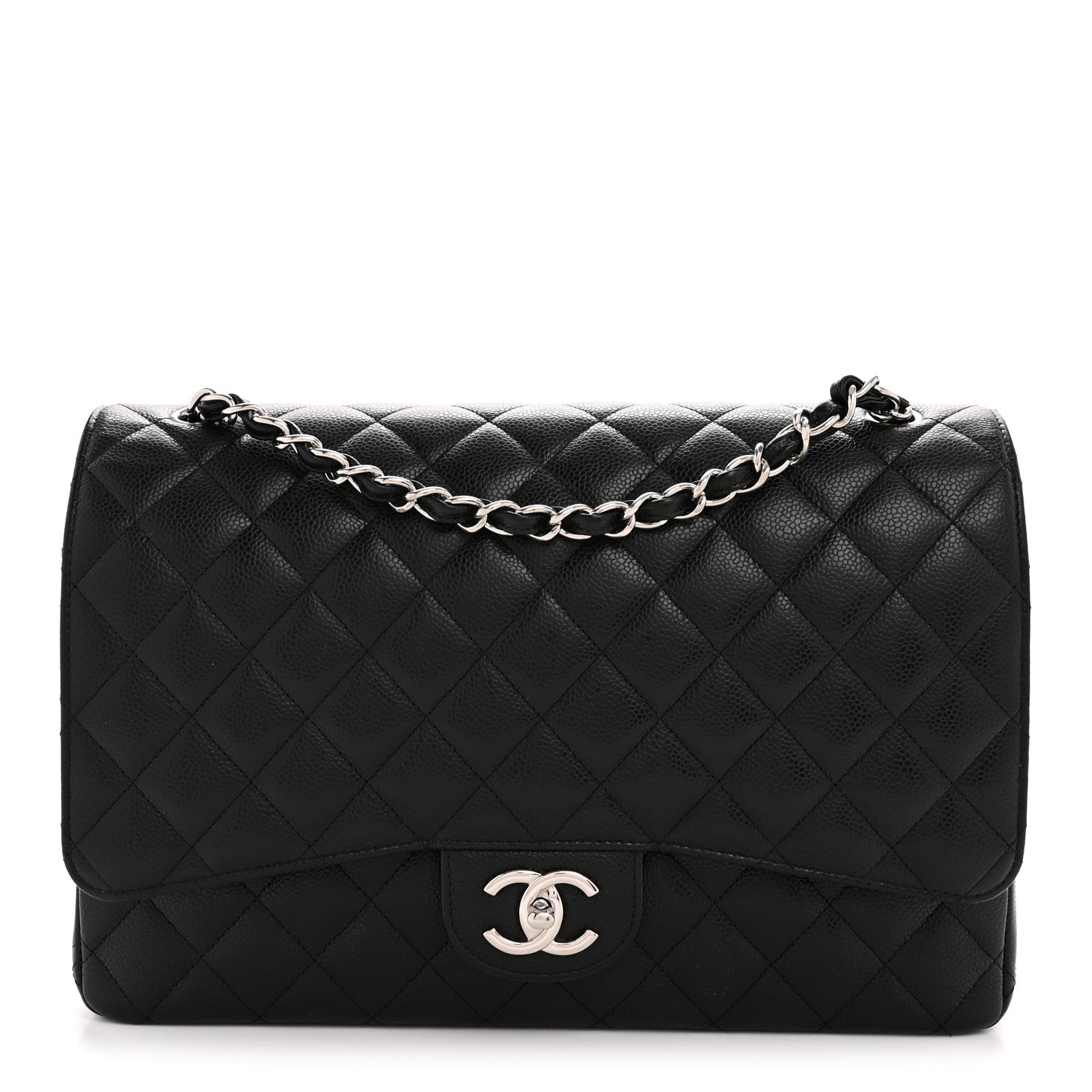 Caviar Quilted Maxi Double Flap Black