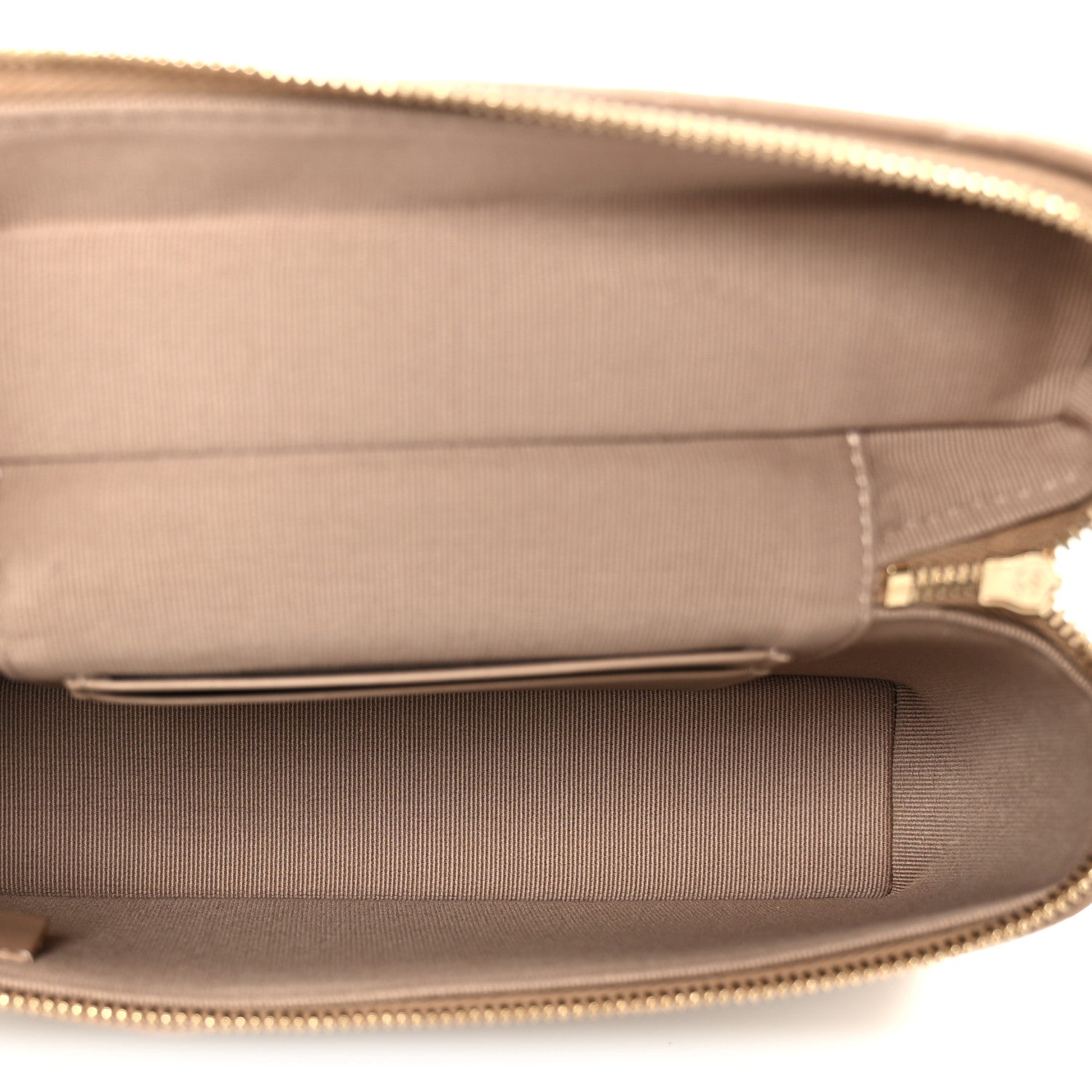 Caviar Quilted Top Handle Slim Vanity With Chain Dark Beige