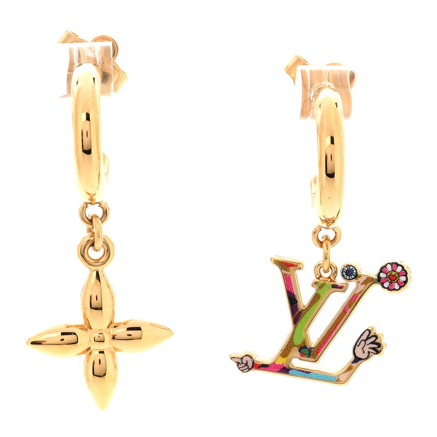 LV X TM Superflat Earrings Gold Multicolor