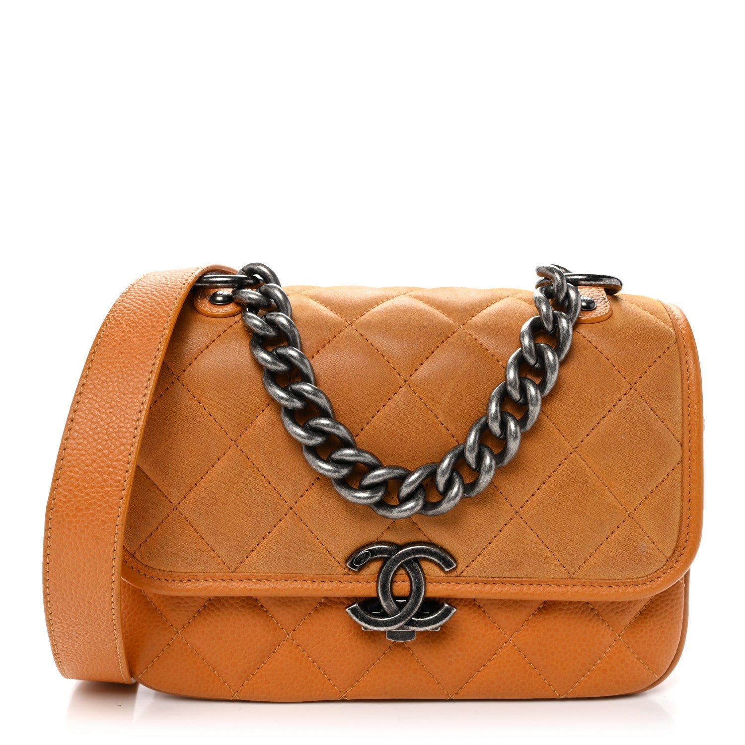 Nubuck Caviar Quilted Small Daily Carry Messenger Yellow