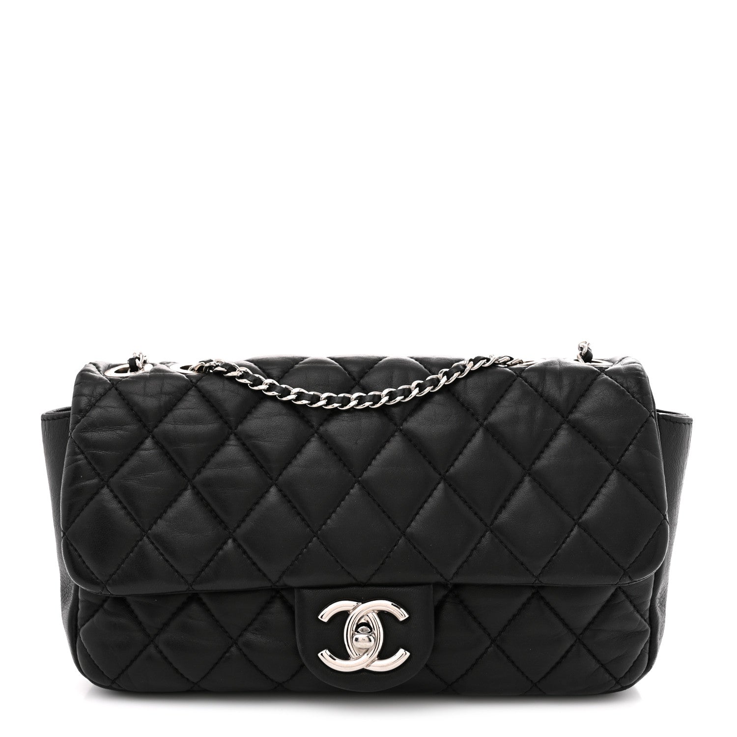 Lambskin Quilted Medium Coco Rain Flap Black