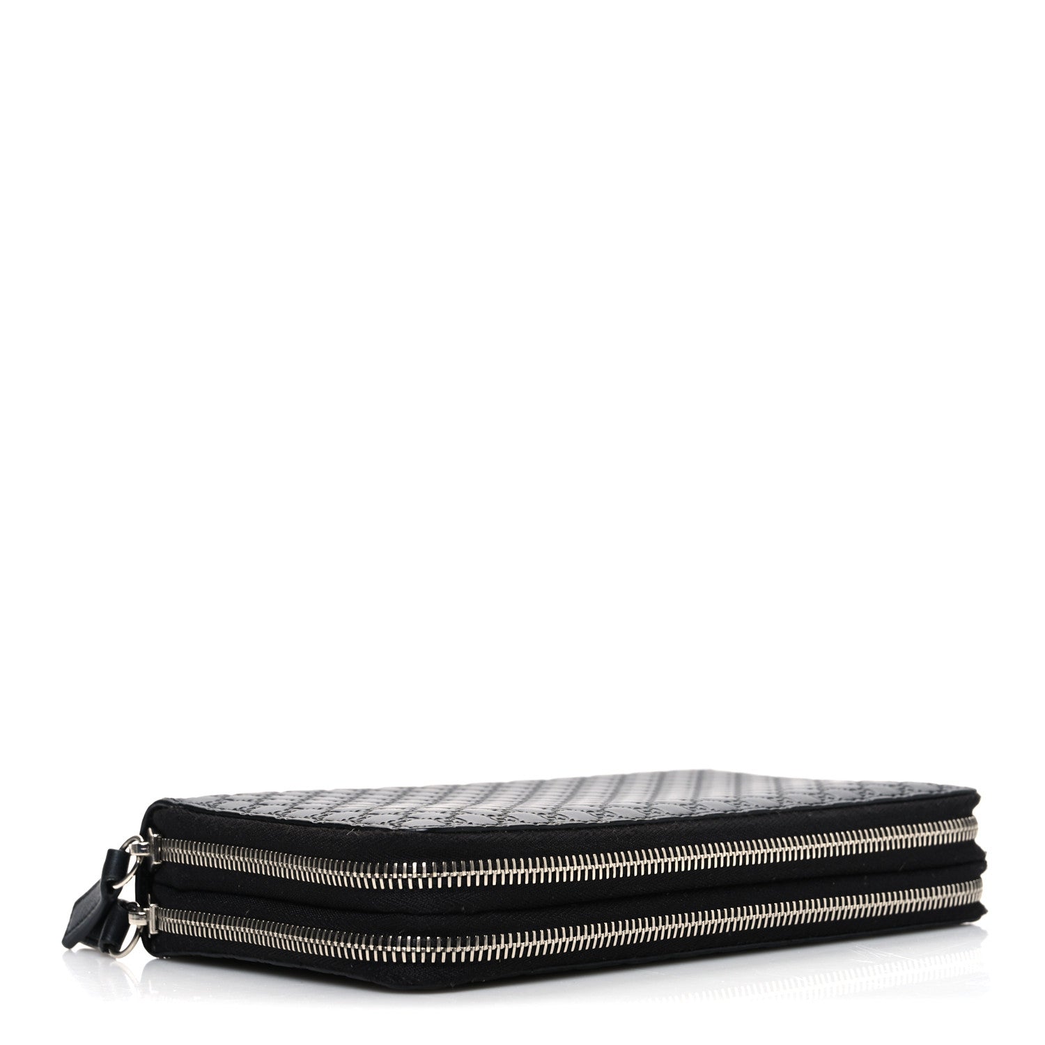 Microguccissima Zip Around Top Handle Travel Wallet Black