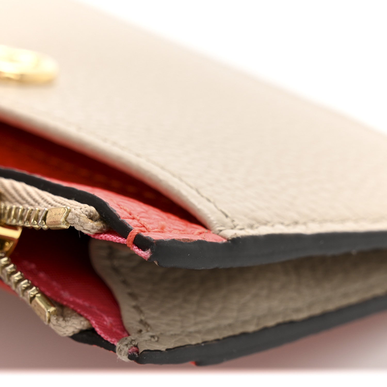 Dollar Calfskin GG Marmont Zip Key Pouch Beige Sun Orange
