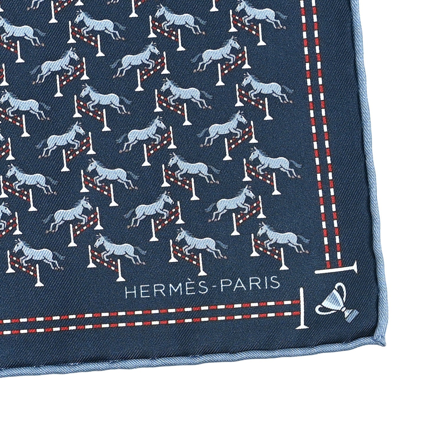 Silk Imprime Free Jump Pocket Square 45  Marine Bleu Moyen Rouge