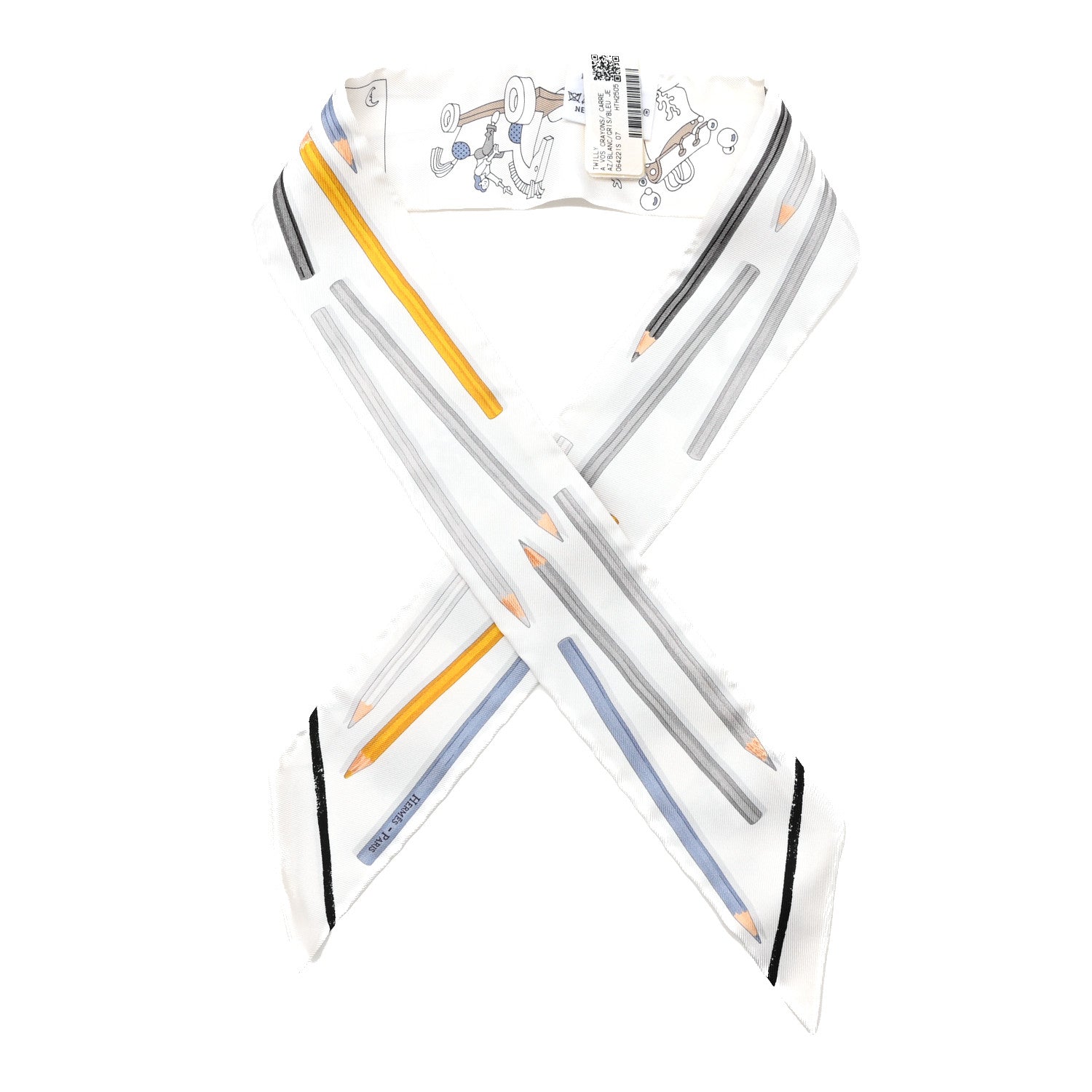 Silk A Vos Crayons Twilly White Gris Bleu Jean