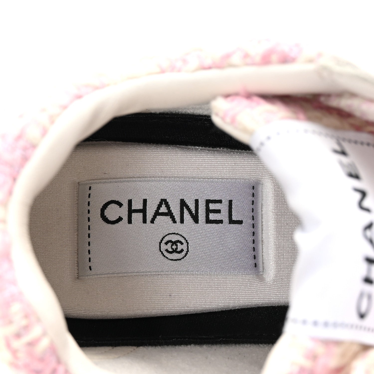 Tweed Suede Calfskin Womens CC Sneakers 35 Pink Ecru