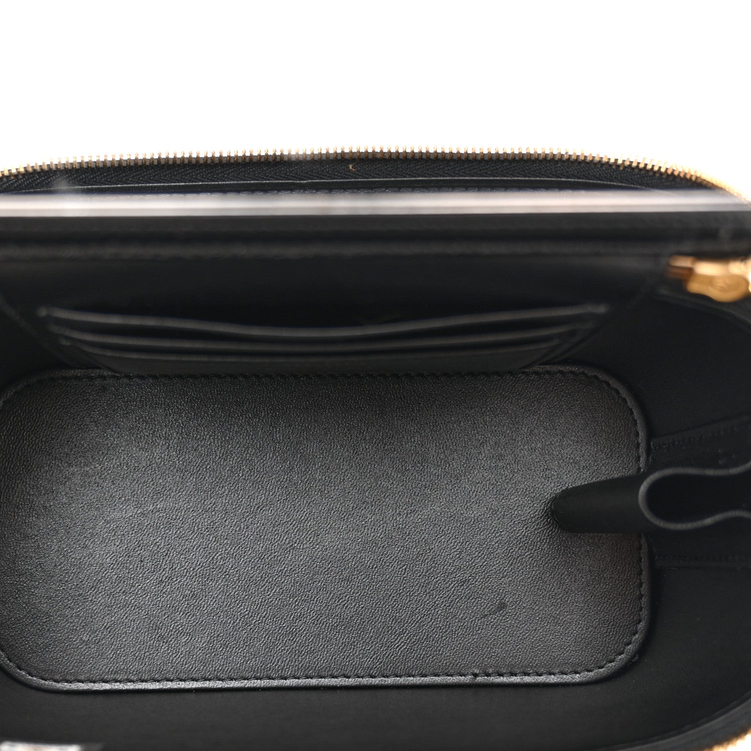 Lambskin Enamel Quilted Small Coco Hearts Vanity Case With Chain Black