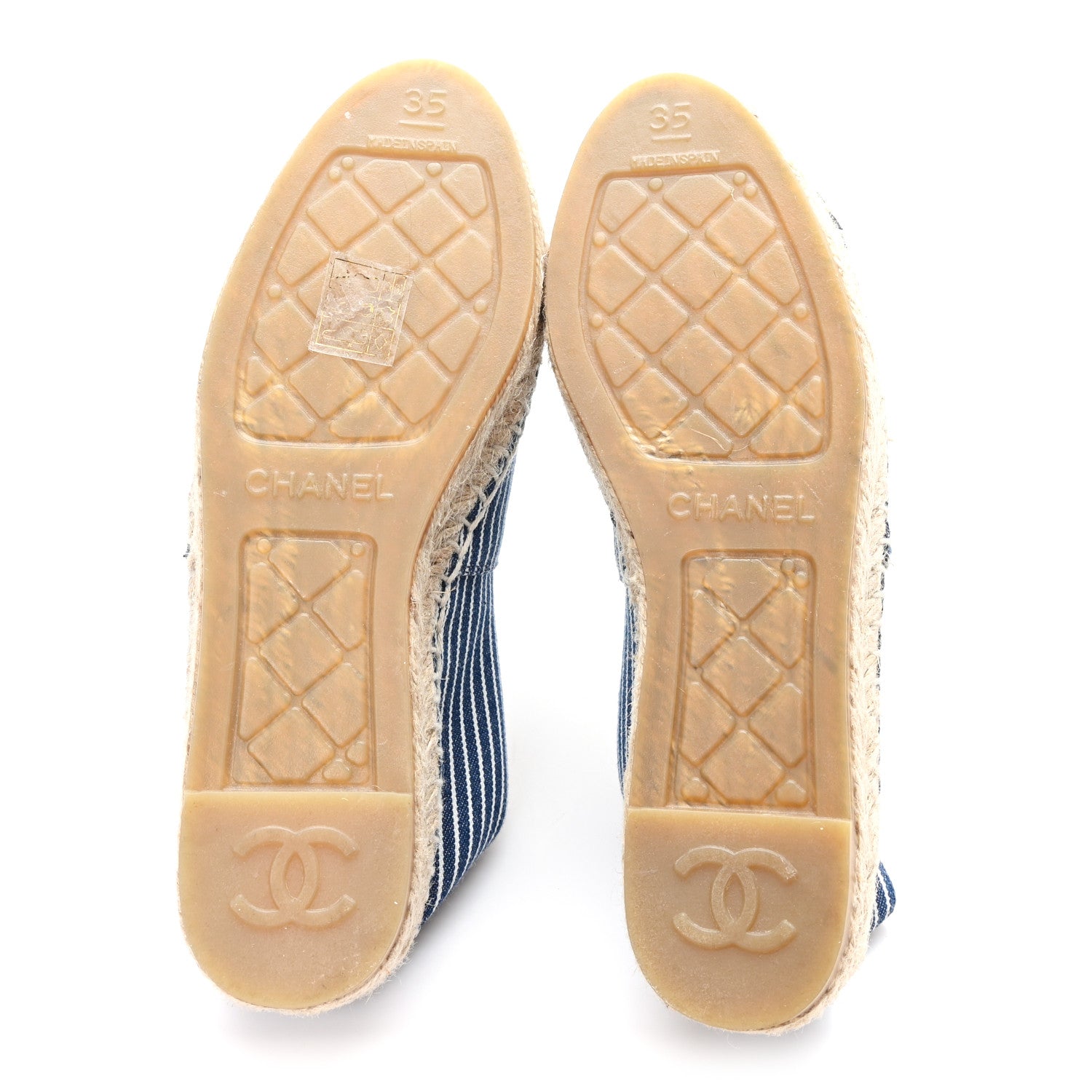 Canvas Striped Patent CC Espadrilles 35 Navy Black