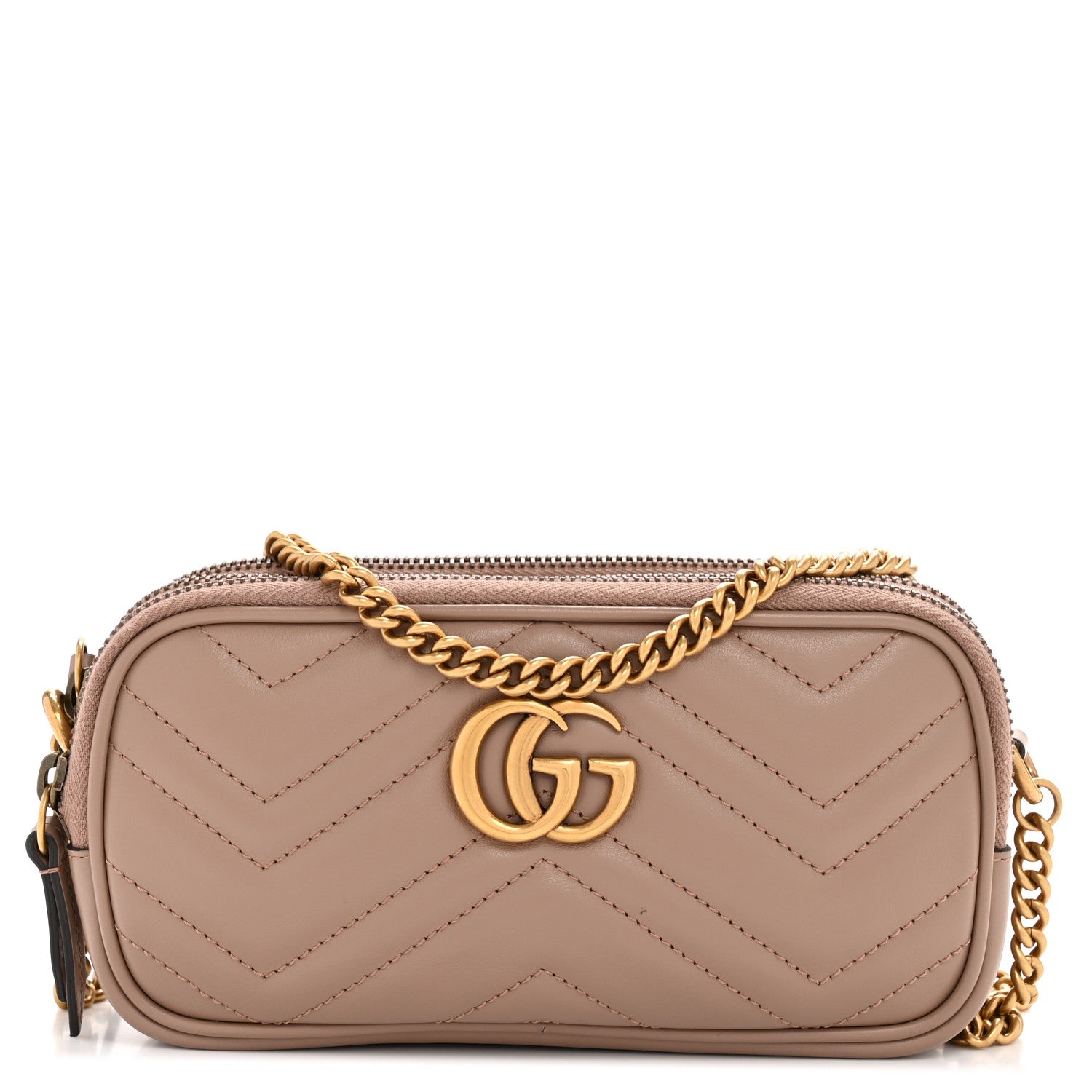 Calfskin Matelasse Mini GG Marmont Chain Crossbody Bag Porcelain Rose