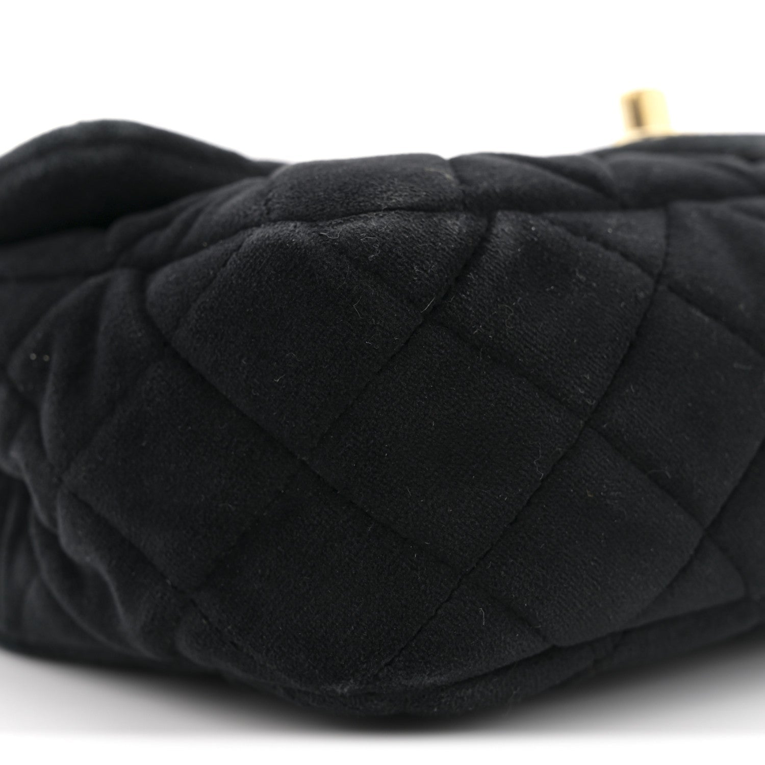 Velvet Quilted Mini Rectangular Pearl Crush Flap Black