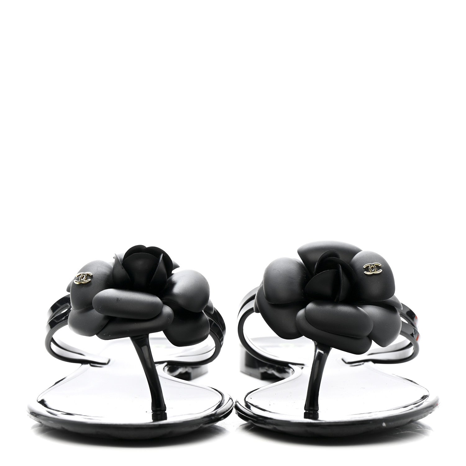 Jelly Camellia Thong Sandals 37 Black