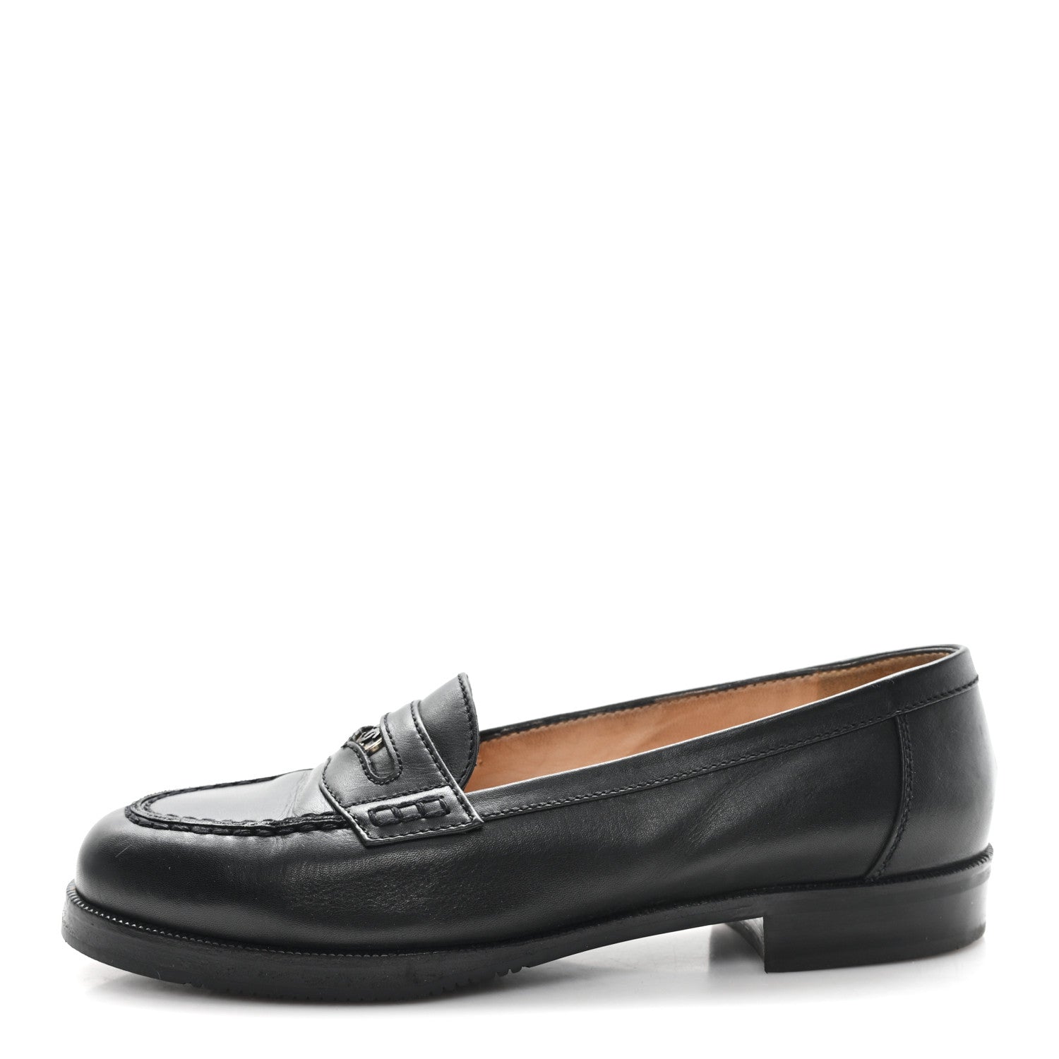 Lambskin CC Penny Loafers 36.5 Black