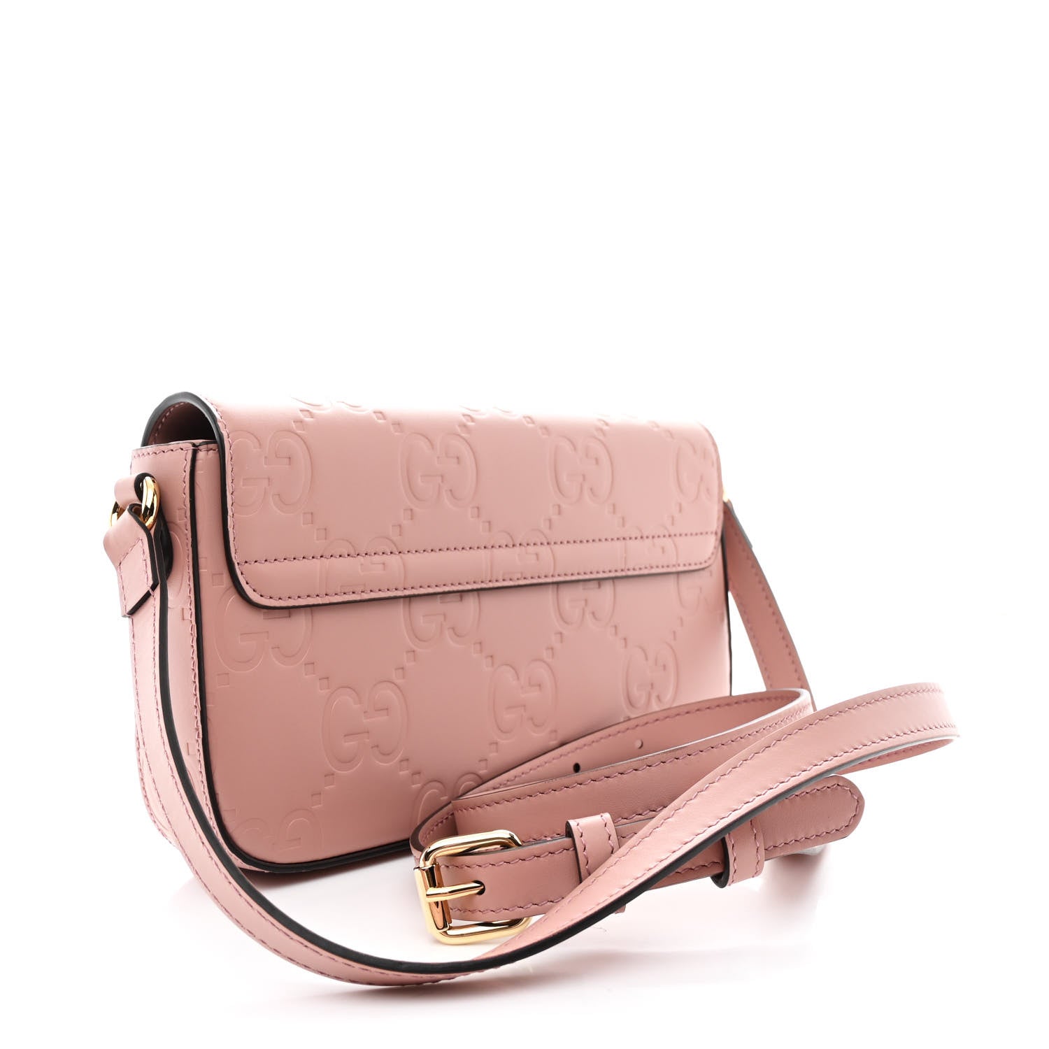 Calfskin GG Super Mini Shoulder Bag Soft Pink