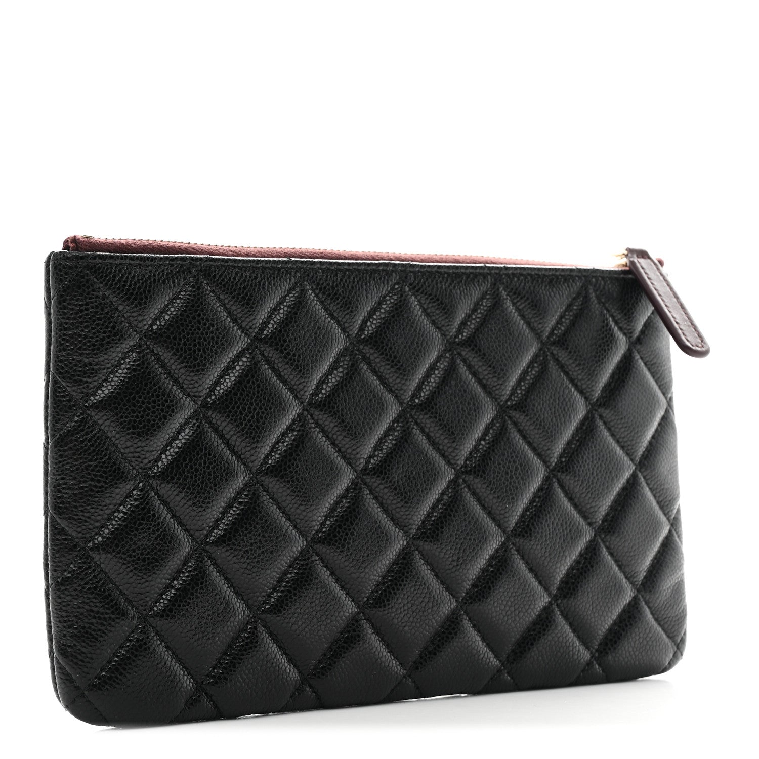 Caviar Quilted Small Zipped Pouch Black